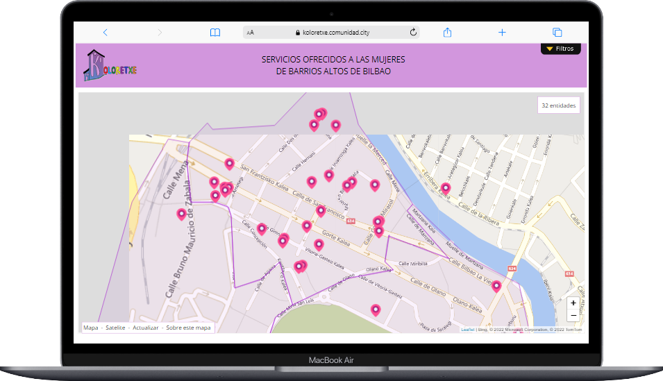 Mapa de los Servicios ofrecidos a las mujeres de los Barrios Altos de Bilbao 